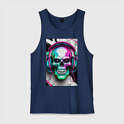 Мужская майка Череп в наушниках