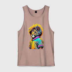 Мужская майка Прикольный львёнок - поп-арт