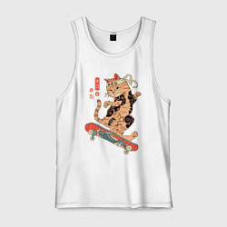 Мужская майка Кот самурай - скейтбордист