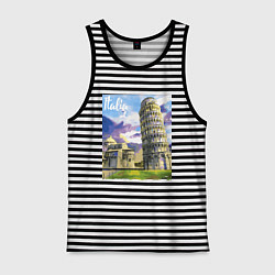 Майка мужская хлопок Италия Пизанская башня, цвет: черная тельняшка