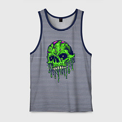 Майка мужская хлопок Green skull, цвет: синяя тельняшка