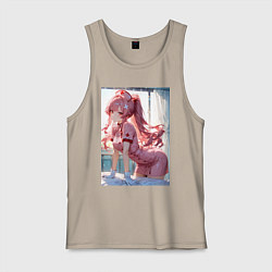 Майка мужская хлопок Медсестричка позаботится о тебе, цвет: миндальный