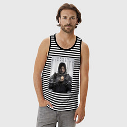 Майка мужская хлопок Death Stranding - Norman Reedus, цвет: черная тельняшка — фото 2