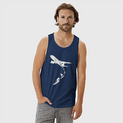 Майка мужская хлопок Plane surfer, цвет: тёмно-синий — фото 2