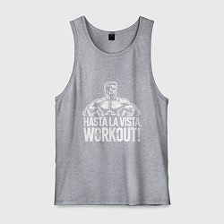 Майка мужская хлопок Arnold - hasta la vista workout, цвет: меланж