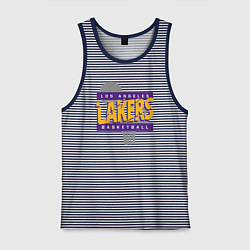 Майка мужская хлопок Lakers basketball play, цвет: синяя тельняшка