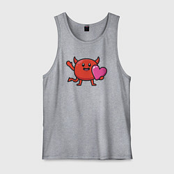 Майка мужская хлопок Дьяволёнок с сердцем, цвет: меланж