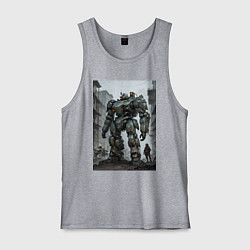 Майка мужская хлопок Конвой роботов в городе, цвет: меланж