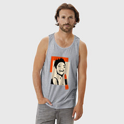 Майка мужская хлопок Девушка с помадой в стиле поп-арт, цвет: меланж — фото 2