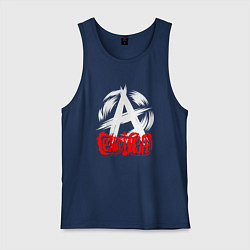 Майка мужская хлопок Анархия логотип Сектор газа, цвет: тёмно-синий