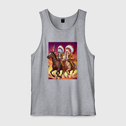 Мужская майка Индейцы Рик и Морти скачут на лошадях