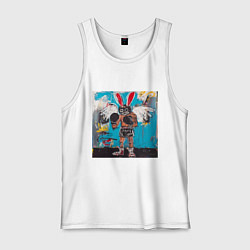 Майка мужская хлопок Граффити с зайцем боксером, цвет: белый