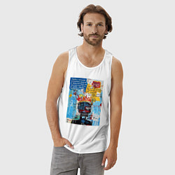 Майка мужская хлопок Портрет в стиле уличного искусства, цвет: белый — фото 2