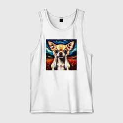 Майка мужская хлопок Крик Чихуахуа в шоке, цвет: белый