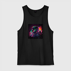 Майка мужская хлопок Космический огонь, цвет: черный