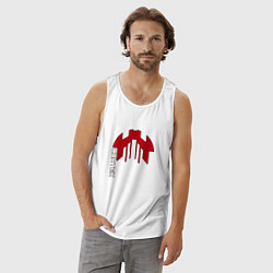 Майка мужская хлопок Cortex красный чёрная обводка, цвет: белый — фото 2