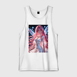 Майка мужская хлопок Сияющая фея с крыльями и бабочками, цвет: белый