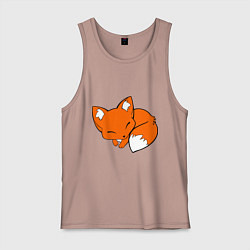 Майка мужская хлопок Спящий лисёнок, цвет: пыльно-розовый