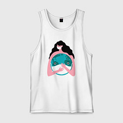 Майка мужская хлопок Спасти планету от вируса, цвет: белый