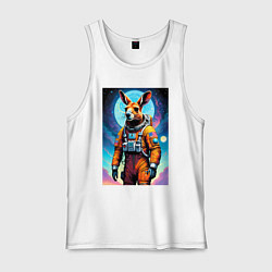 Майка мужская хлопок Кенгуру бравый космонавт - нейроарт, цвет: белый