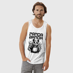 Майка мужская хлопок Панда и его пацаны - банда, цвет: белый — фото 2