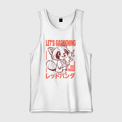 Майка мужская хлопок Lets gardening red panda, цвет: белый