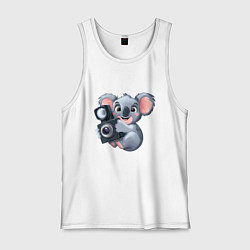 Майка мужская хлопок Коала фотограф, цвет: белый