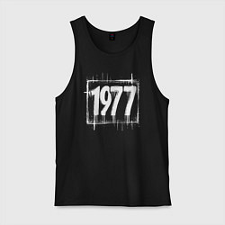 Майка мужская хлопок 1977 год белой краской, цвет: черный