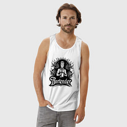 Майка мужская хлопок Бармен орнамент, цвет: белый — фото 2