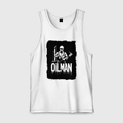 Майка мужская хлопок Нефтяник с буровой установкой, цвет: белый