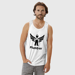 Майка мужская хлопок Крылатый сантехник, цвет: белый — фото 2