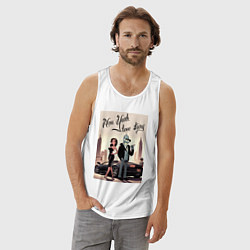 Майка мужская хлопок Бендер в Нью-Йорке - любовная история, цвет: белый — фото 2