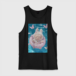 Мужская майка Labubu в бассейне с надувным кругом