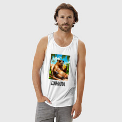 Майка мужская хлопок Данила крутая капибара мем, цвет: белый — фото 2