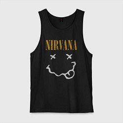 Майка мужская хлопок Нирвана рок музыка, цвет: черный