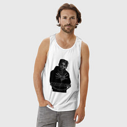 Майка мужская хлопок XXXTentacion в черно-белом стиле, цвет: белый — фото 2