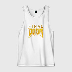 Майка мужская хлопок Doom final gold logo, цвет: белый