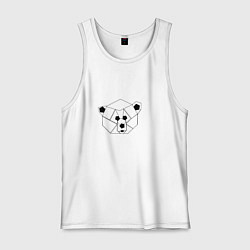 Майка мужская хлопок Геометрическая морда медведя, цвет: белый