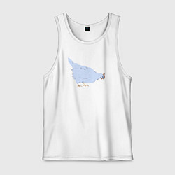 Майка мужская хлопок Курочка голубая, цвет: белый