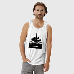 Майка мужская хлопок Черный танк, цвет: белый — фото 2