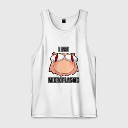 Майка мужская хлопок Некоарк - Neco Arc - I eat microplastic - anime me, цвет: белый