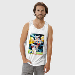 Майка мужская хлопок Жаркая поддержка от лисицы, цвет: белый — фото 2