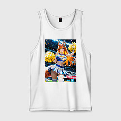 Майка мужская хлопок Милая лиса поднимает моральный дух игроков, цвет: белый