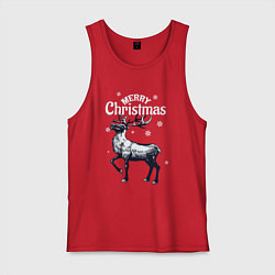 Майка мужская хлопок Merry christmas deer, цвет: красный
