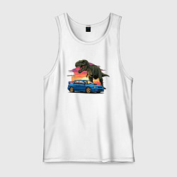 Майка мужская хлопок Субару и динозавр, цвет: белый