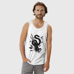 Майка мужская хлопок Змея и кисти художественные, цвет: белый — фото 2