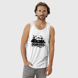 Майка мужская хлопок Мурманск порт с кранами, цвет: белый — фото 2