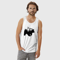 Майка мужская хлопок Bear papa, цвет: белый — фото 2