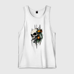 Майка мужская хлопок Биокибернетический череп, цвет: белый