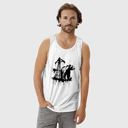 Майка мужская хлопок Медведь и нефть, цвет: белый — фото 2